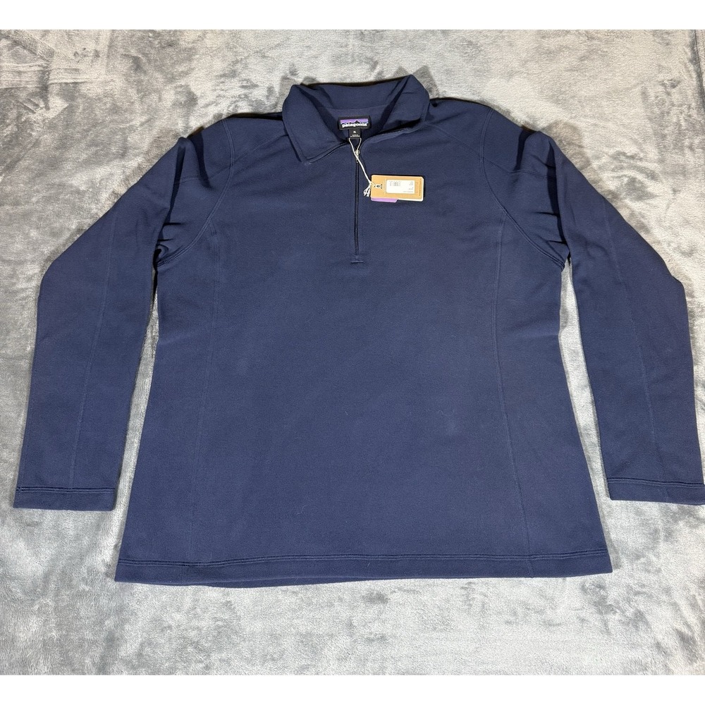 Patagonia Pullover Womens XL Blue Micro D 1/4 Zip Fleece Lightweight Hiking Top